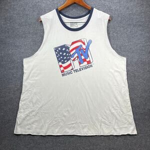 2020 Viacom MTV Tank Top Women's Plus 3X White Logo Spellout Music Casual